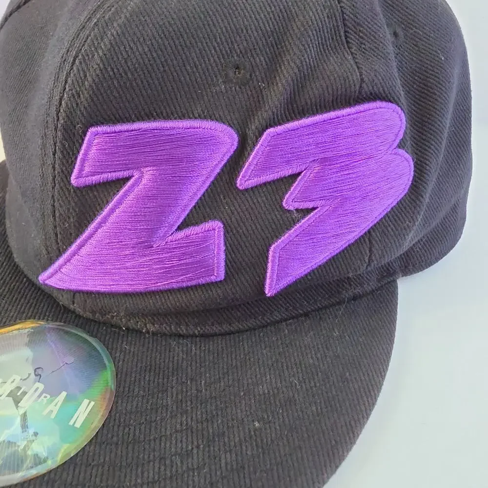 2004 Nike Air Jordan 23 Fitted Hat, Y2K, Black & Purple Cap Size 7 1/8